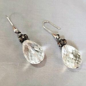 Crystal Teardrop Dangle Earrings - Clear